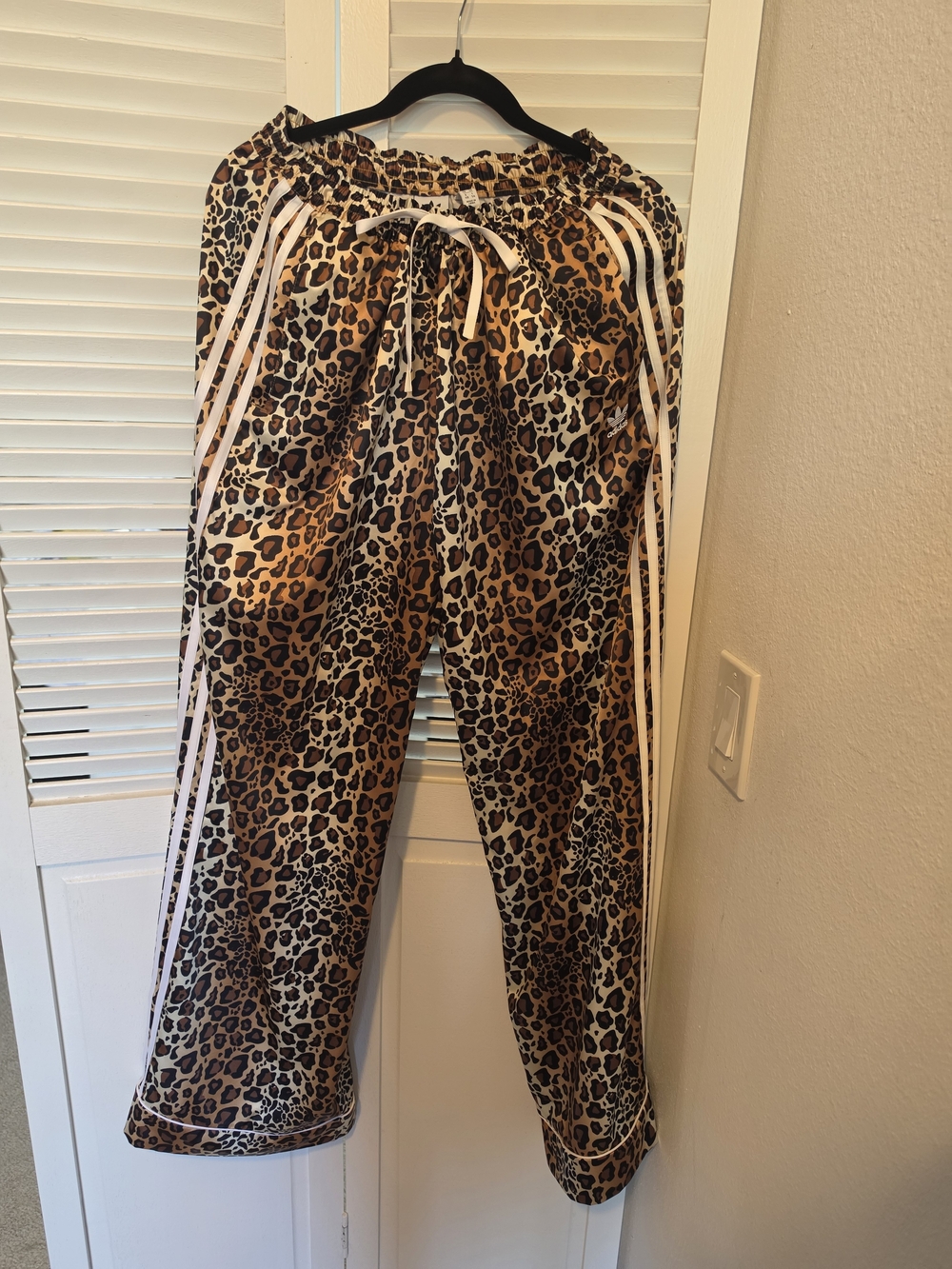 adidas Leopard-Print Joggers with White Side Stripes